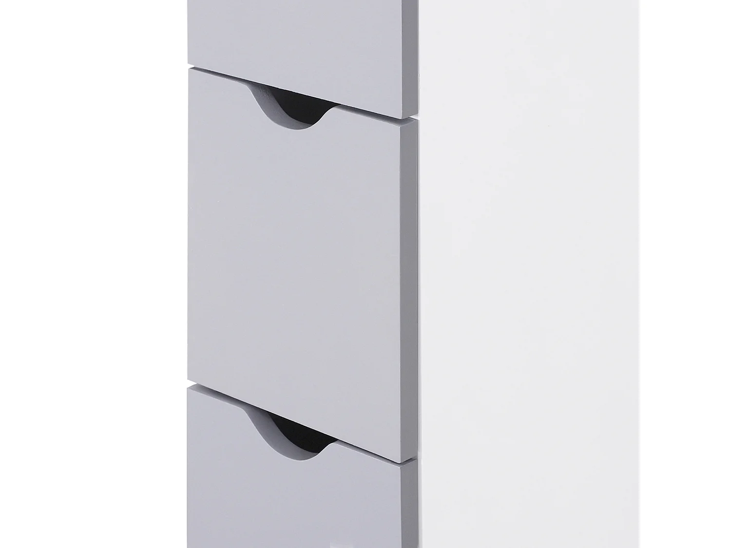 Mobiletto a colonna da bagno salvaspazio in legno bianco e grigio