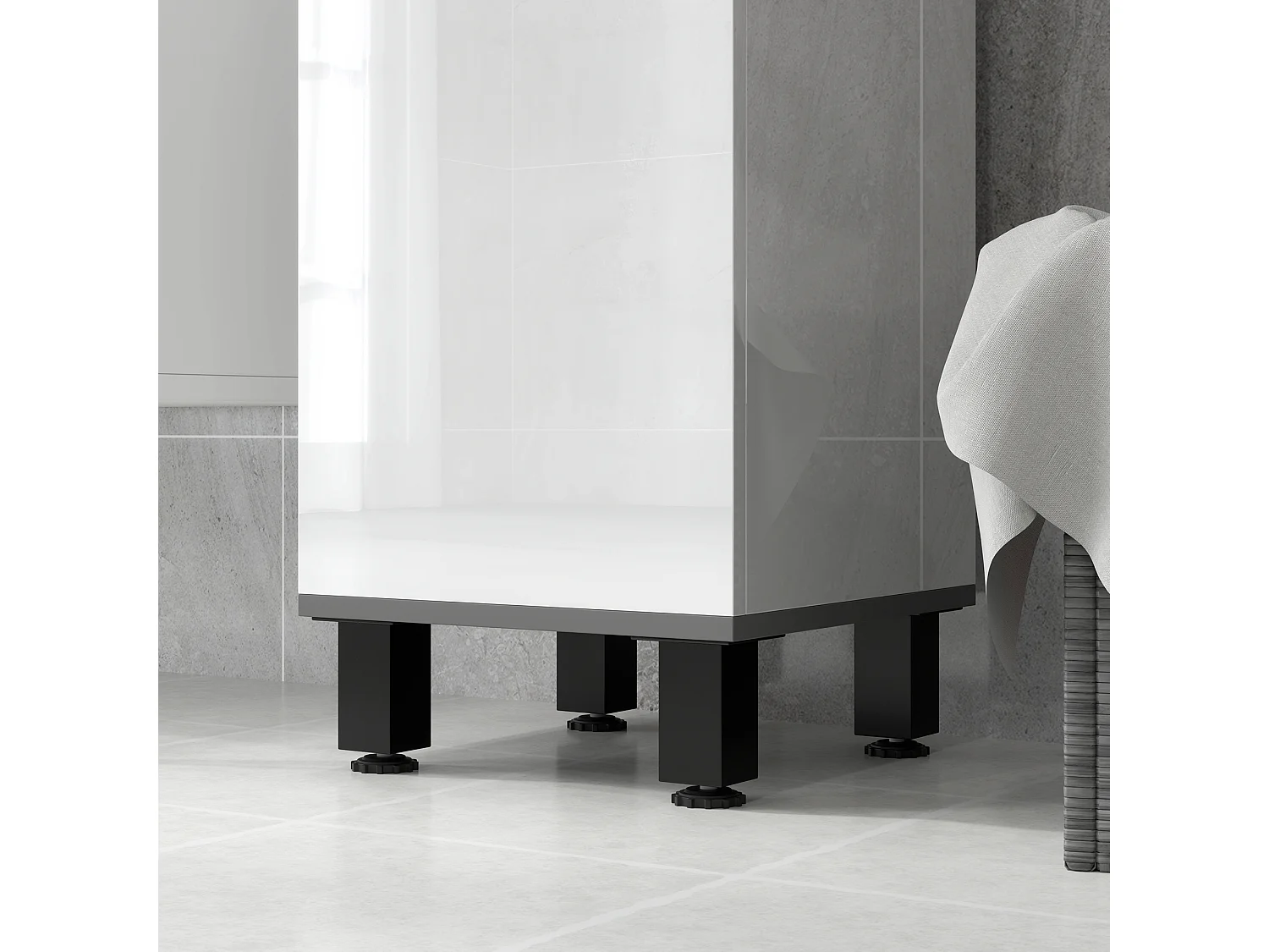 Colonna bagno con cassetto e 2 armadietti ripiano regolabile bianco