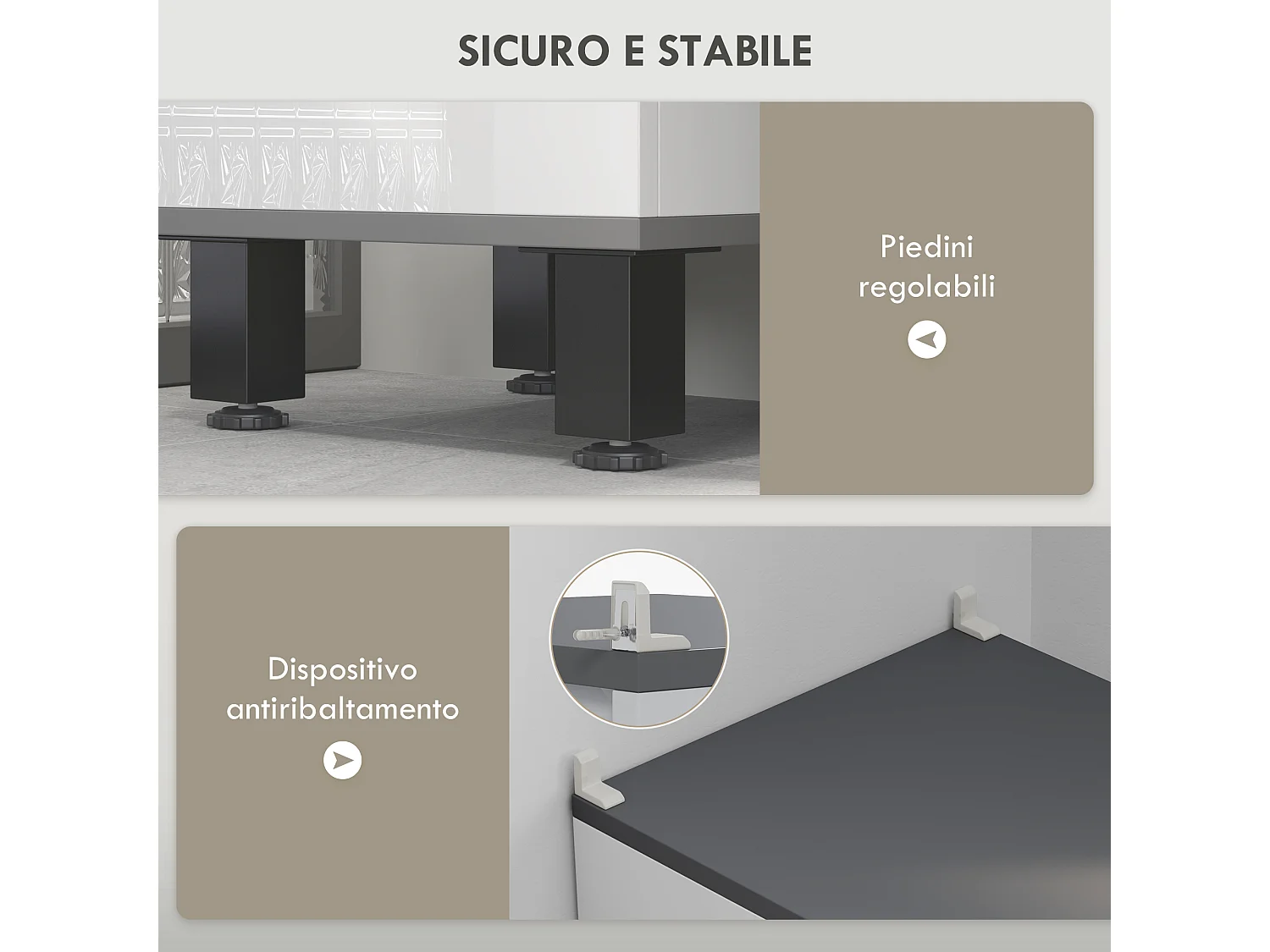 Colonna bagno con cassetto e 2 armadietti ripiano regolabile bianco