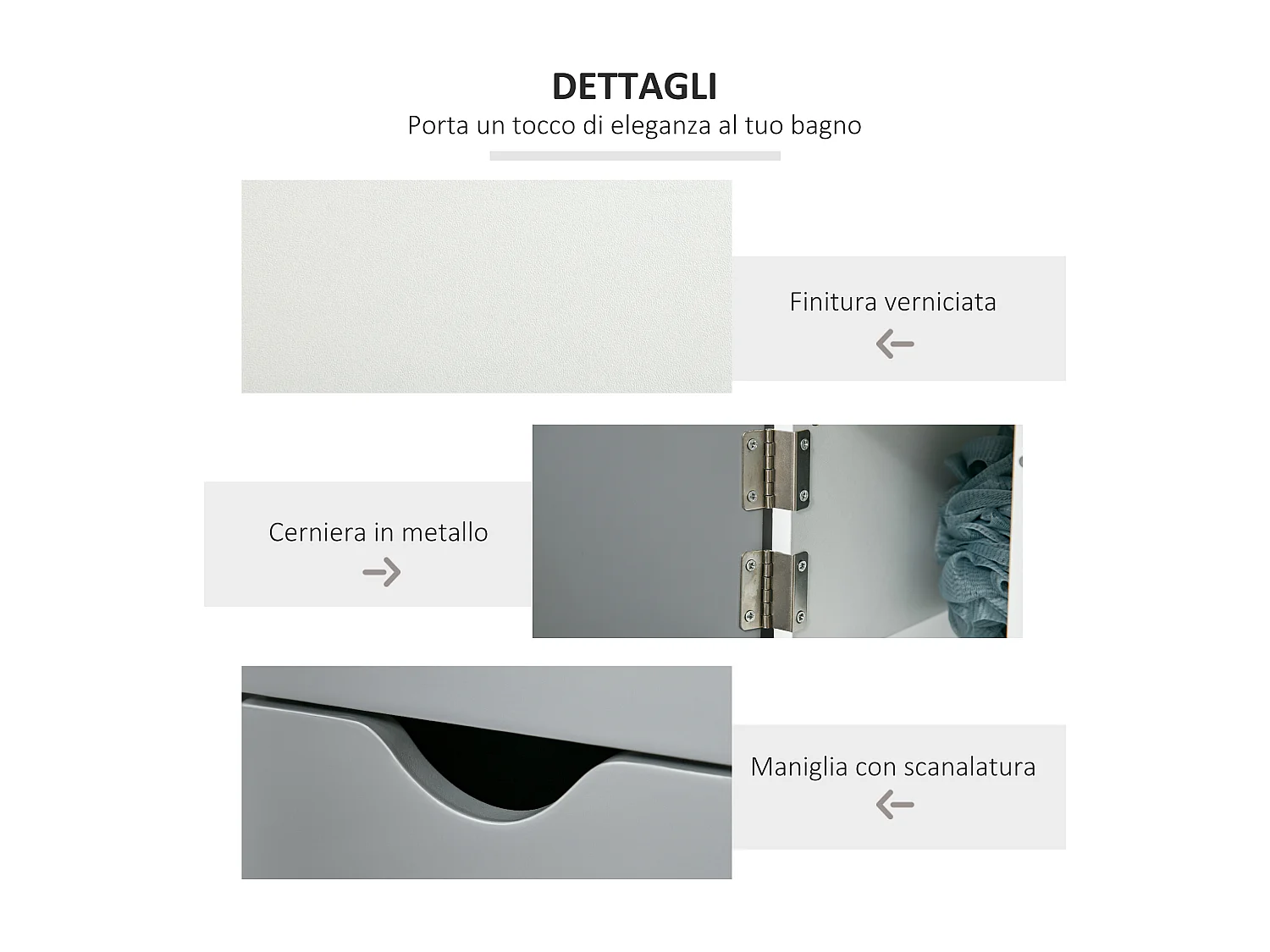 Colonna bagno con 2 ripiani e 2 armadietti bianco e grigio