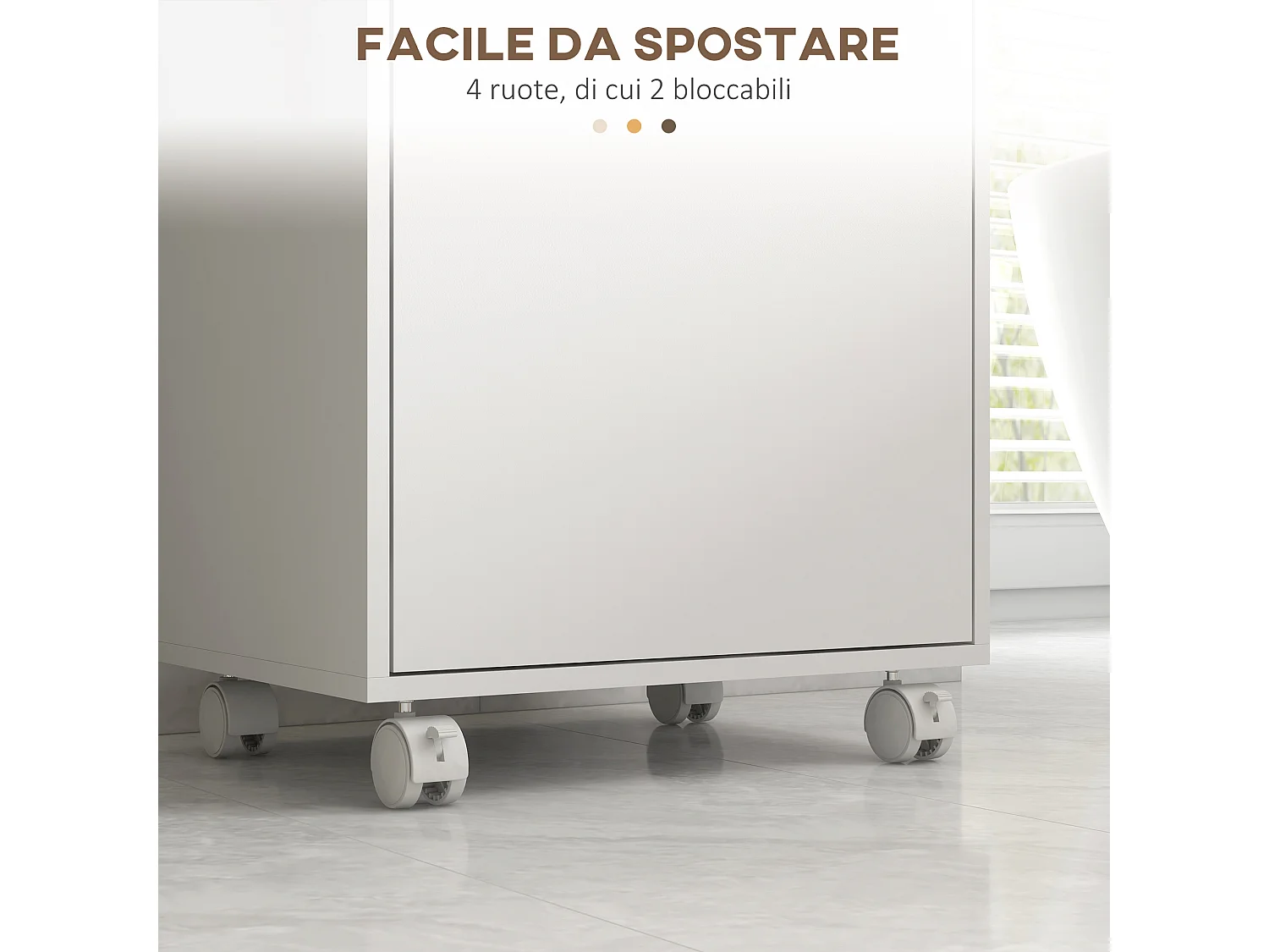 Mobiletto bagno con vassoio ripiano armadietto chiuso bianco