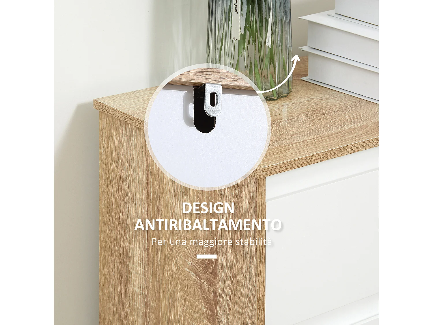 Mobile bagno multiuso mobiletto salvaspazio in legno