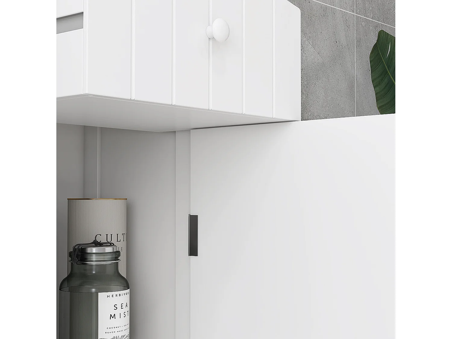 Mobiletto a colonna per bagno con 3 ripiani in mdf bianco