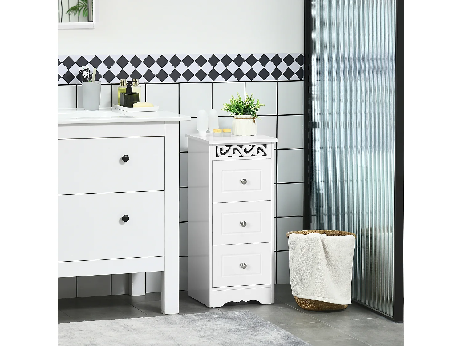 Armadietto da terra in legno per bagno camera da letto o salotto