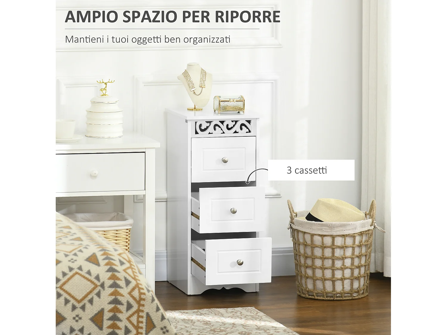 Armadietto da terra in legno per bagno camera da letto o salotto