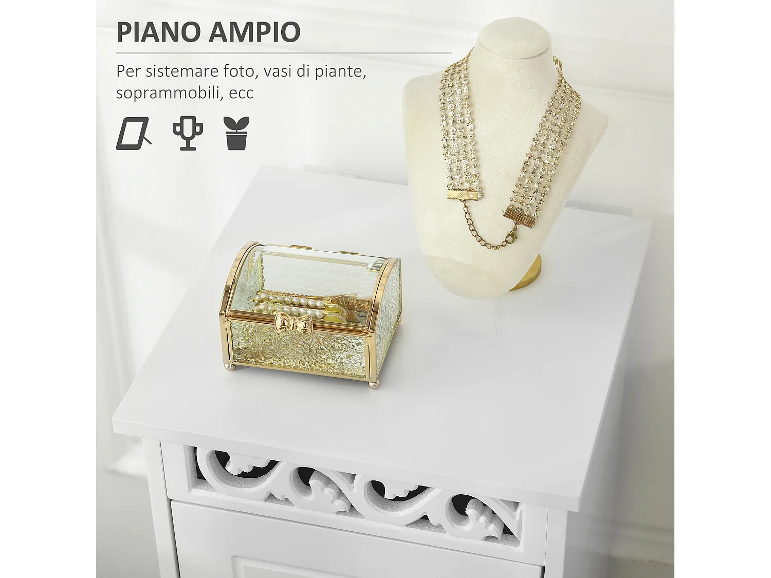 Armadietto da terra in legno per bagno camera da letto o salotto