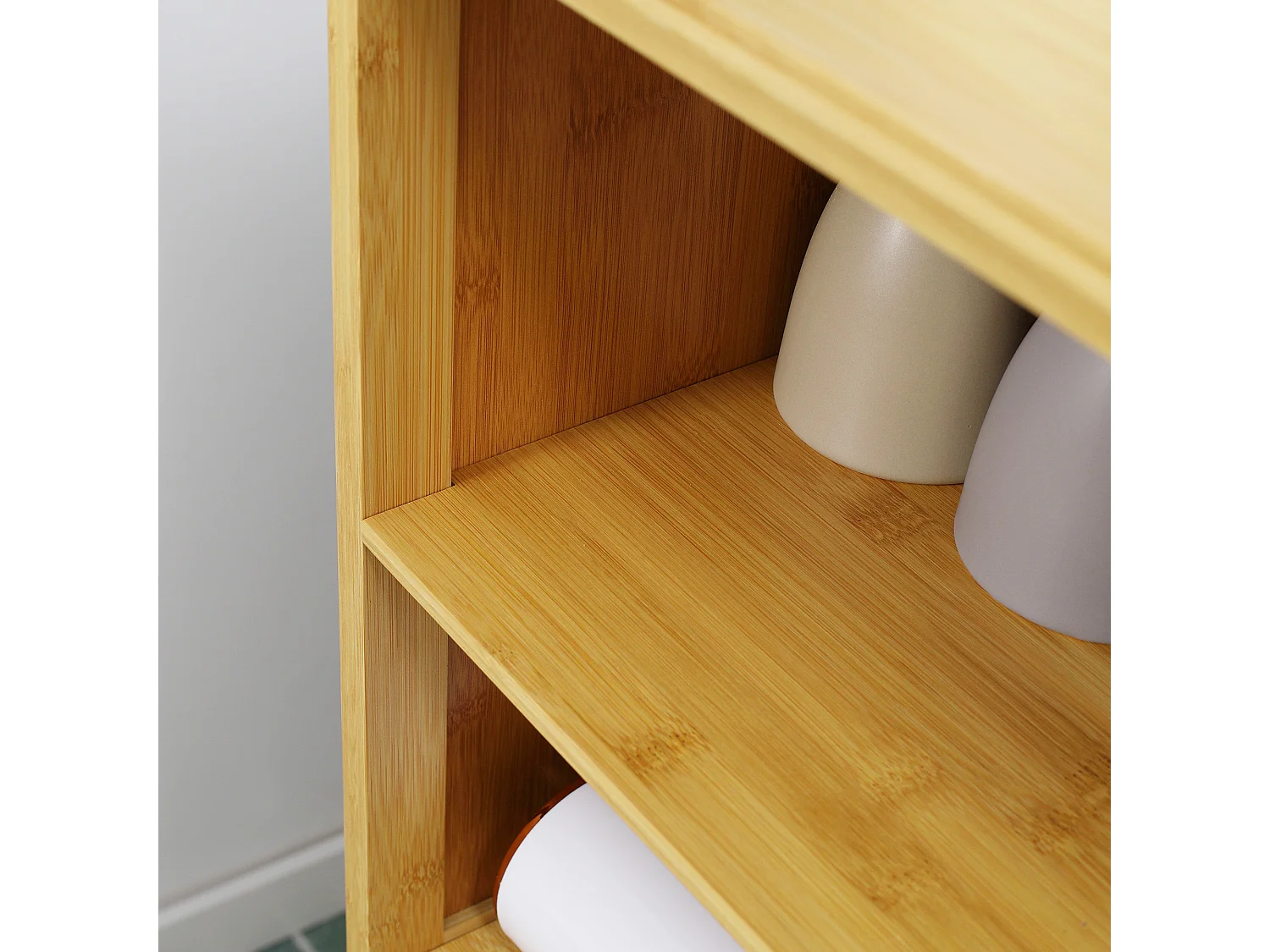 Mobiletto bagno con armadietto 2 ante e 2 ripiani aperti in legno