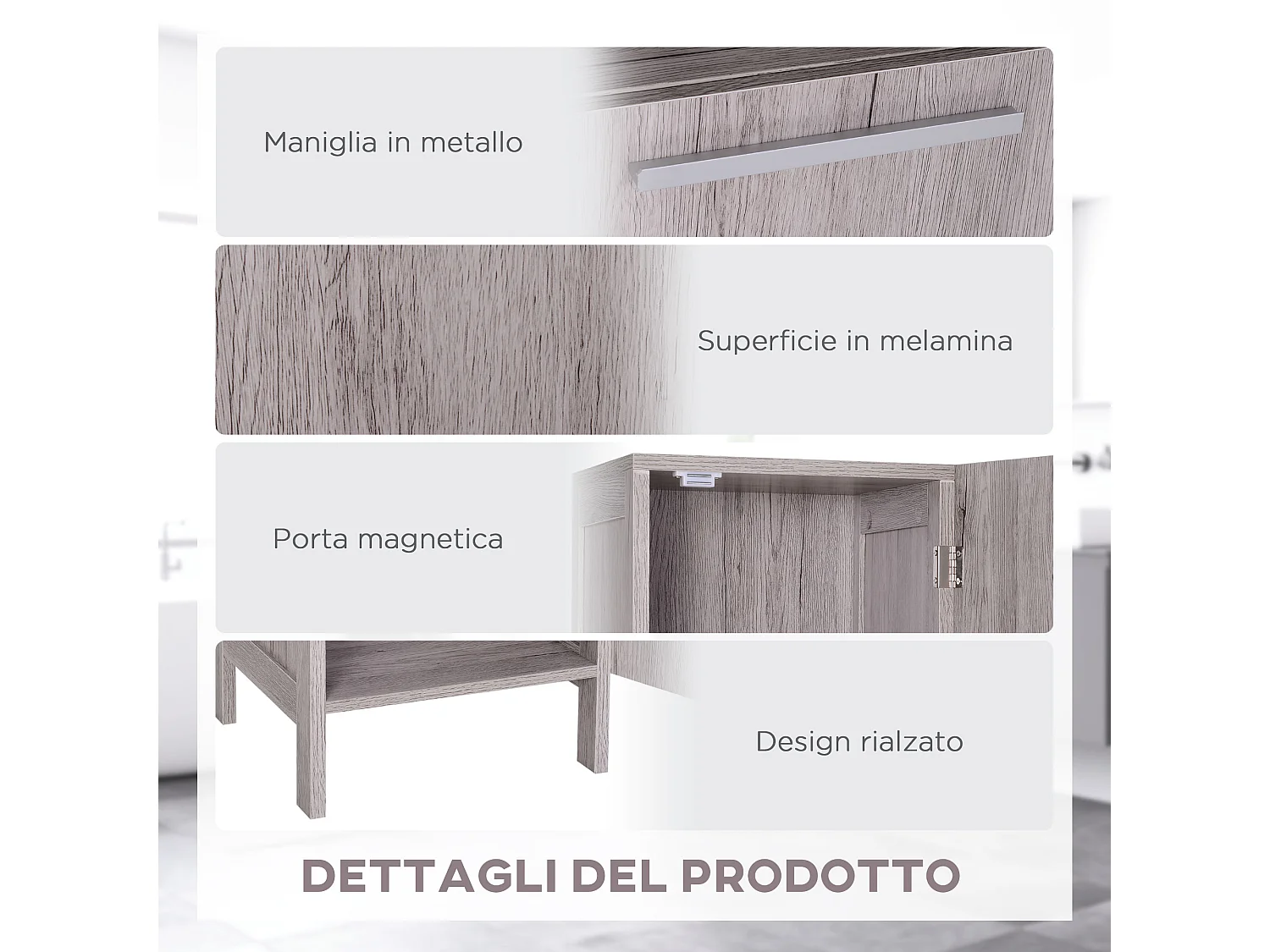 Colonna bagno in mdf con 2 armadietti e 2 ripiani aperti