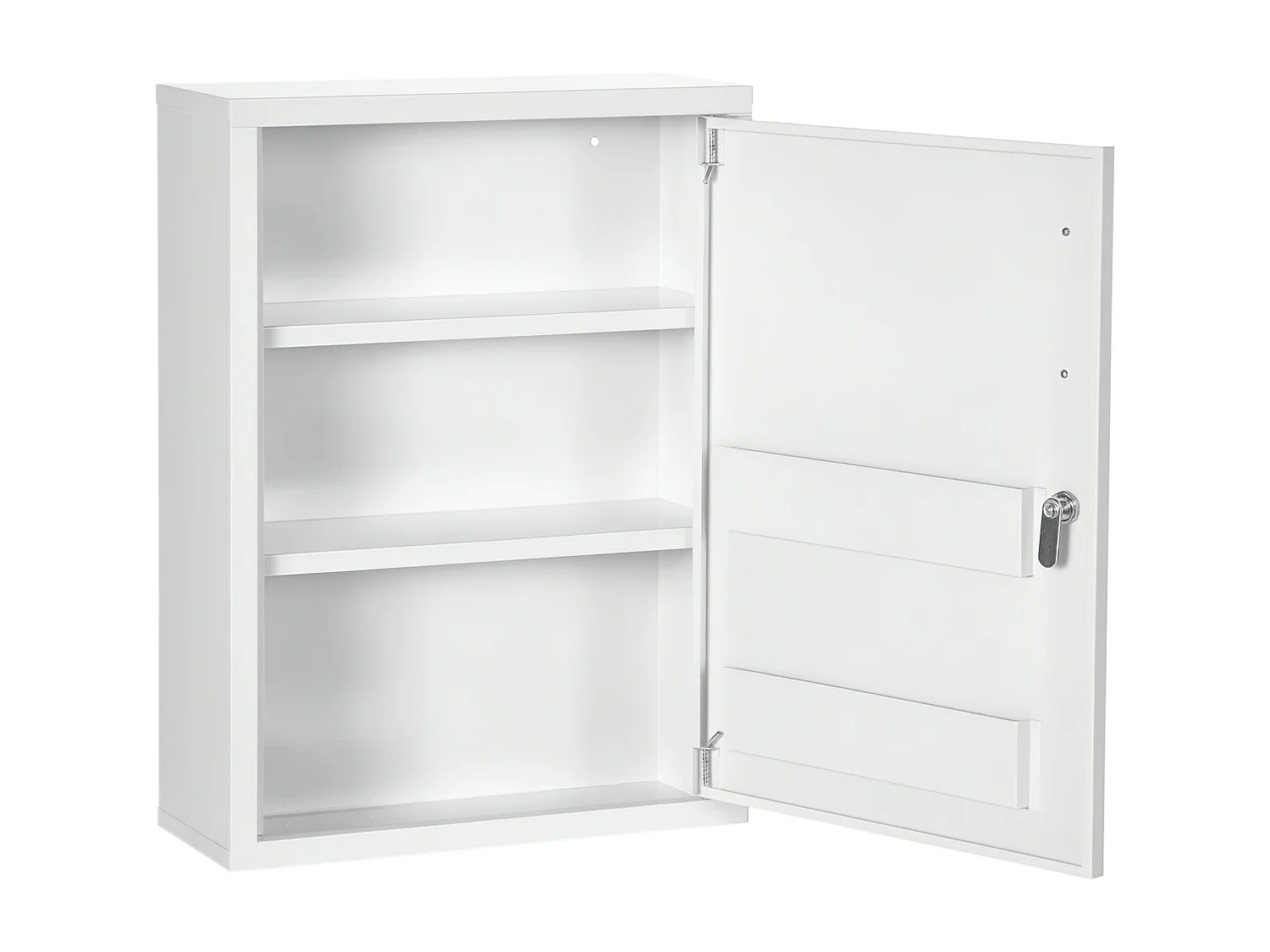 Armadietto medicinali con 2 ripiani e 2 chiavi in acciaio bianco