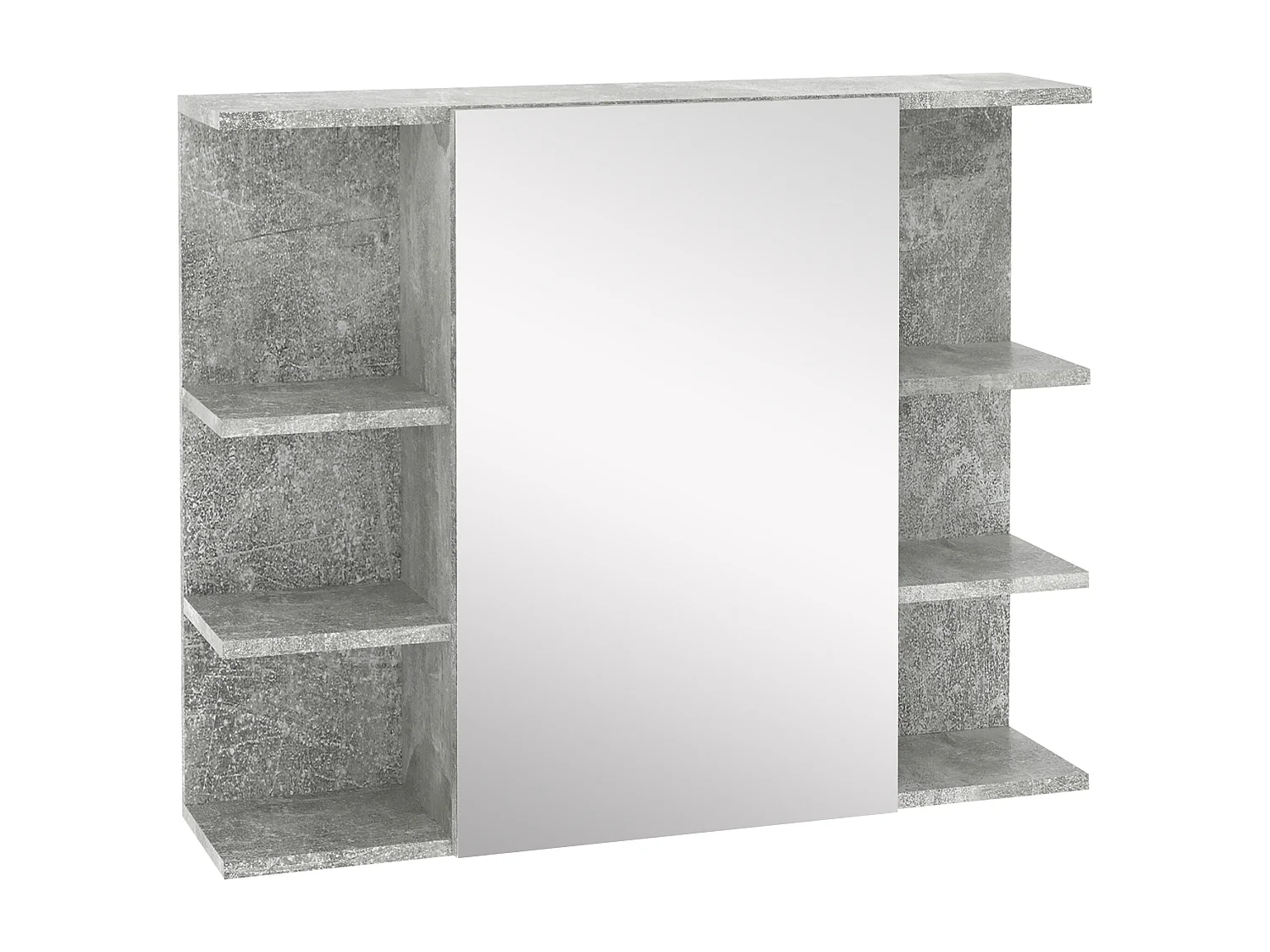 Mobile specchiera bagno a parete con anta e mensole in legno