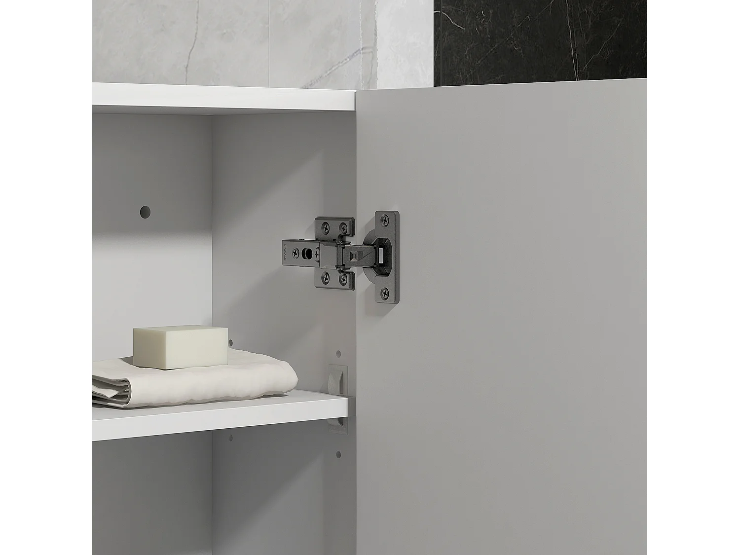 Mobiletto bagno a 3 ripiani con montaggio a parete in mdf