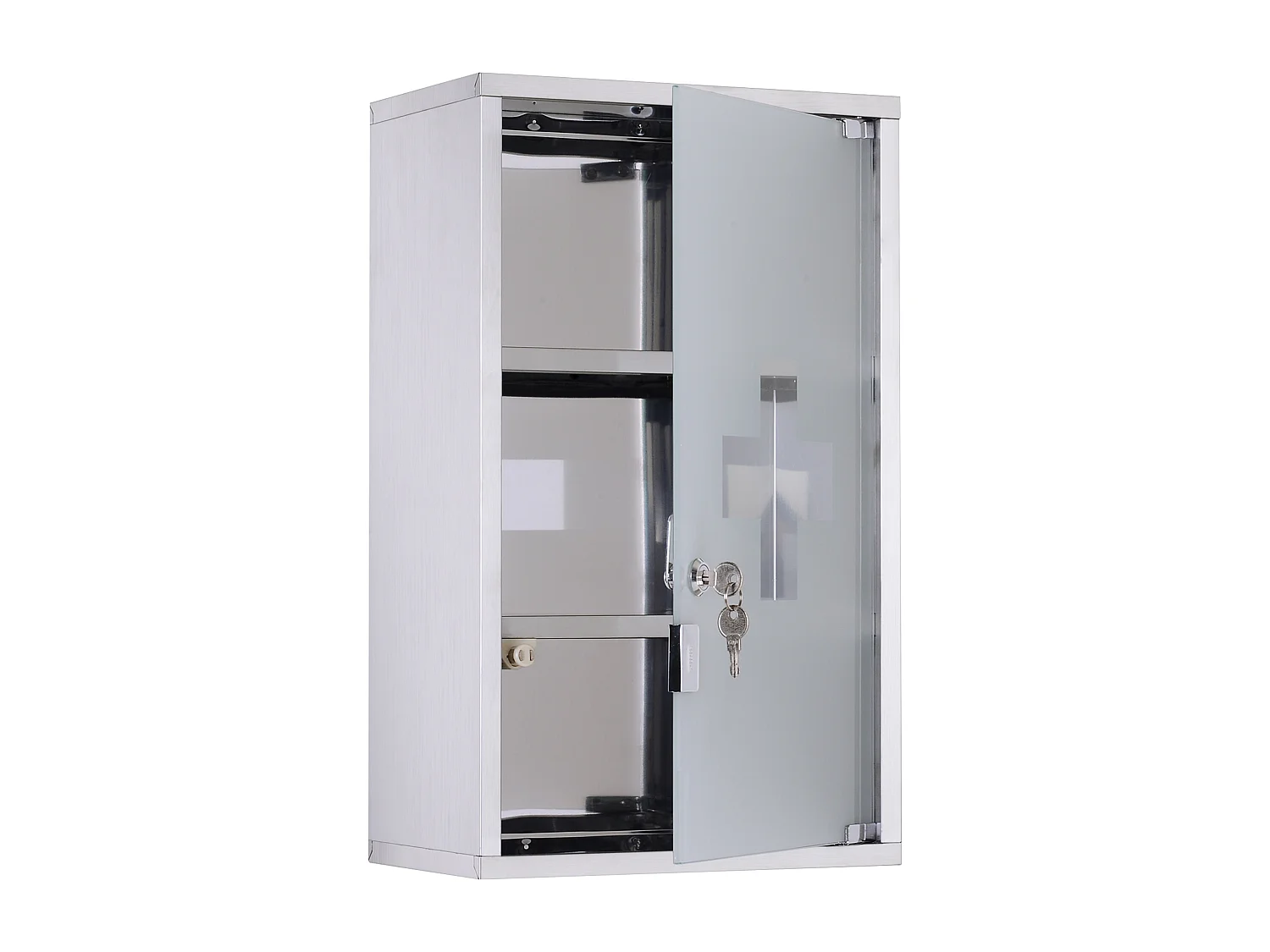 Armadietto per medicinali con 3 ripiani e serratura in acciaio