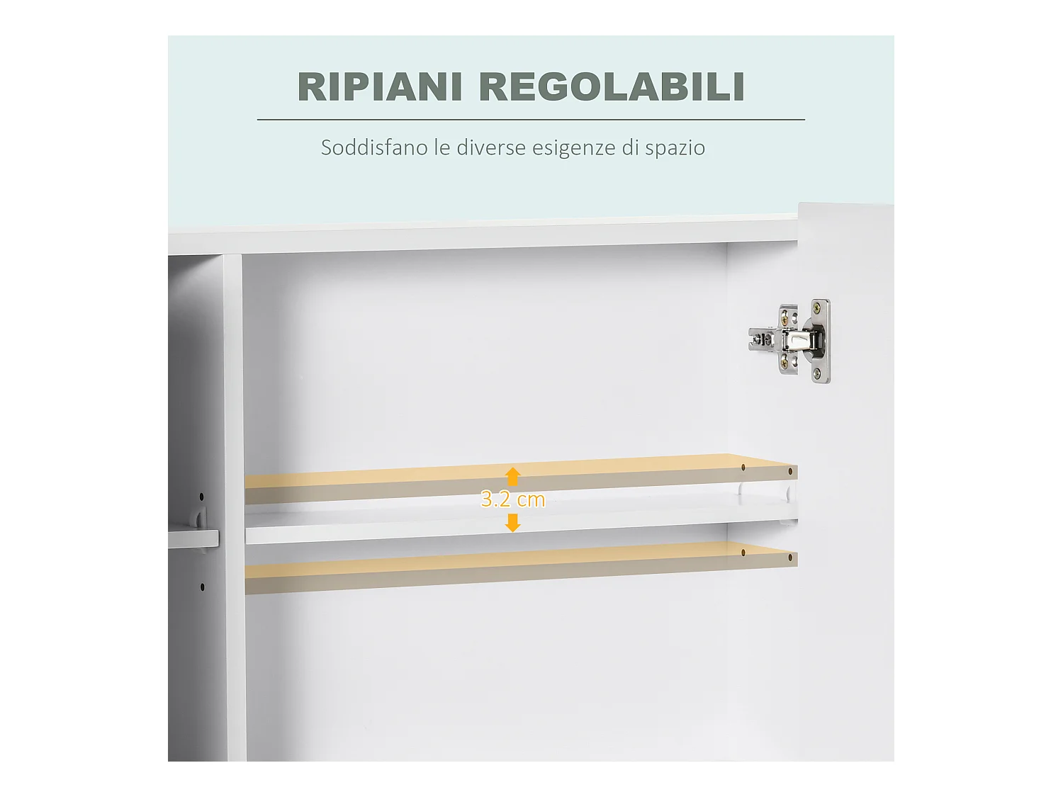 Specchio da bagno con 3 armadietti 3 ripiani e luce led bianco