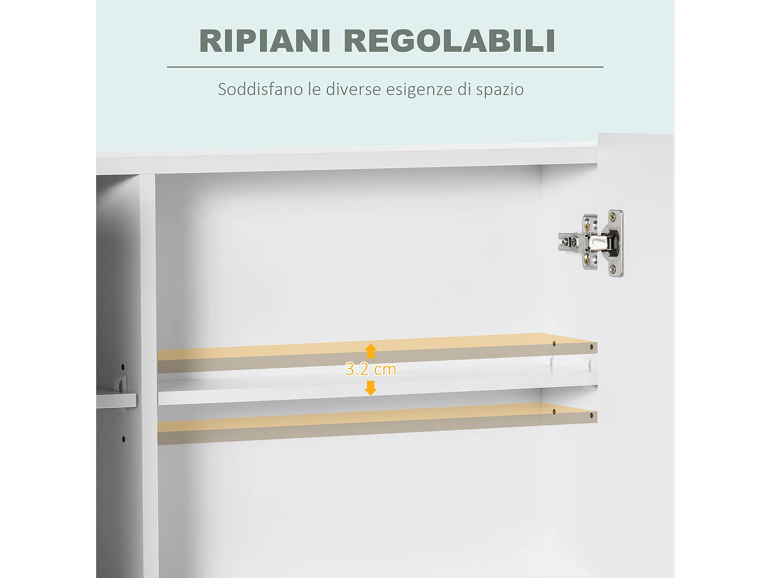 Specchio da bagno con 3 armadietti 3 ripiani e luce led bianco