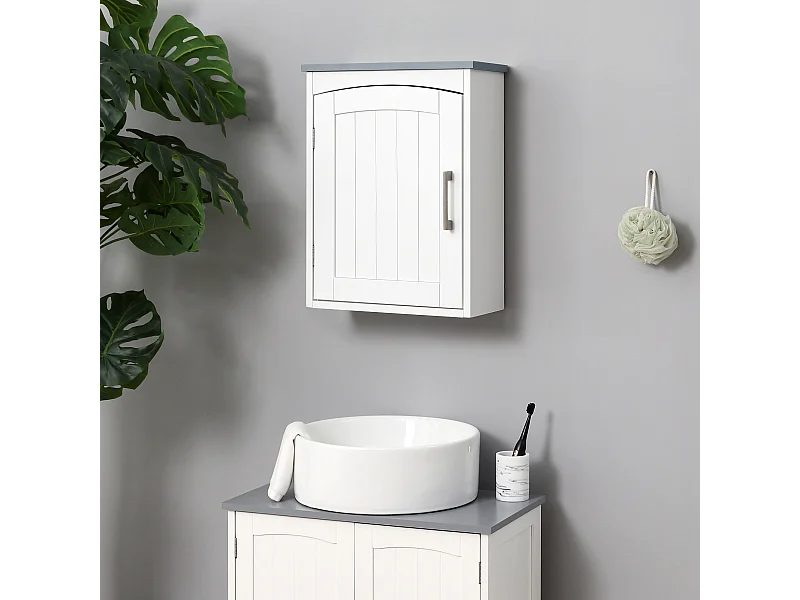 Pensile bagno con mensola regolabile 41x18.5x52cm bianco