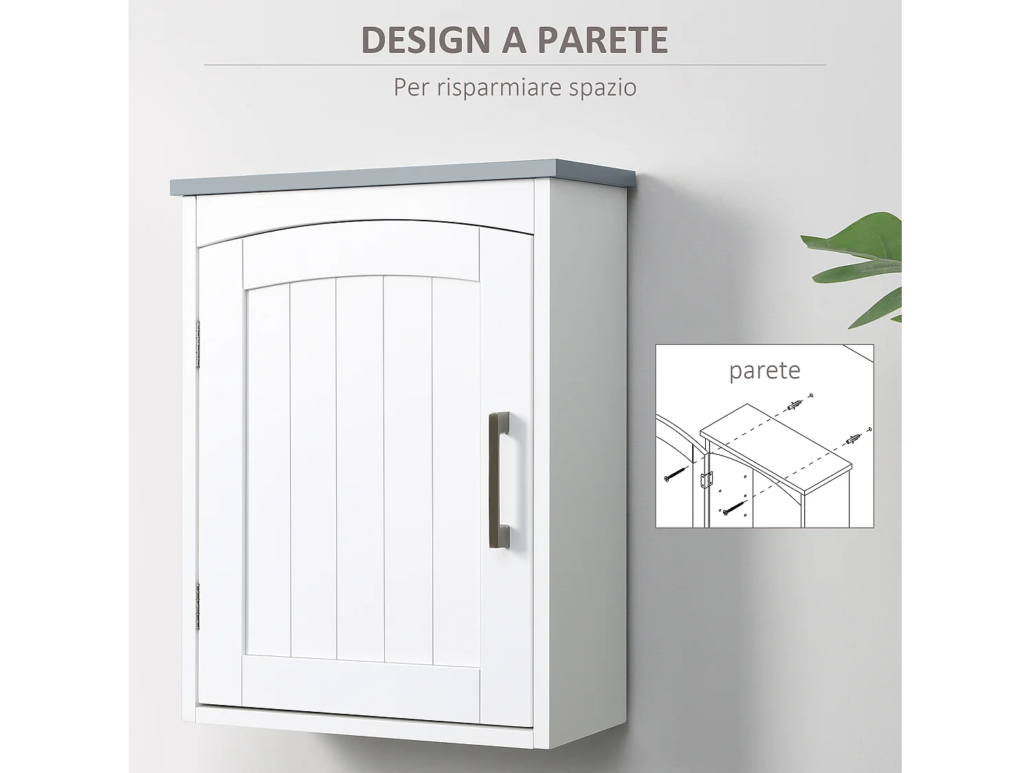 Pensile bagno con mensola regolabile 41x18.5x52cm bianco