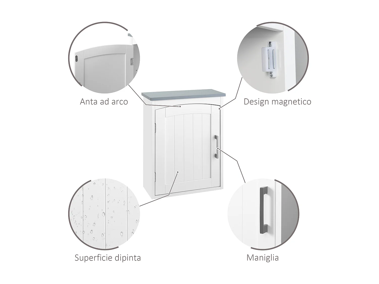 Pensile bagno con mensola regolabile 41x18.5x52cm bianco