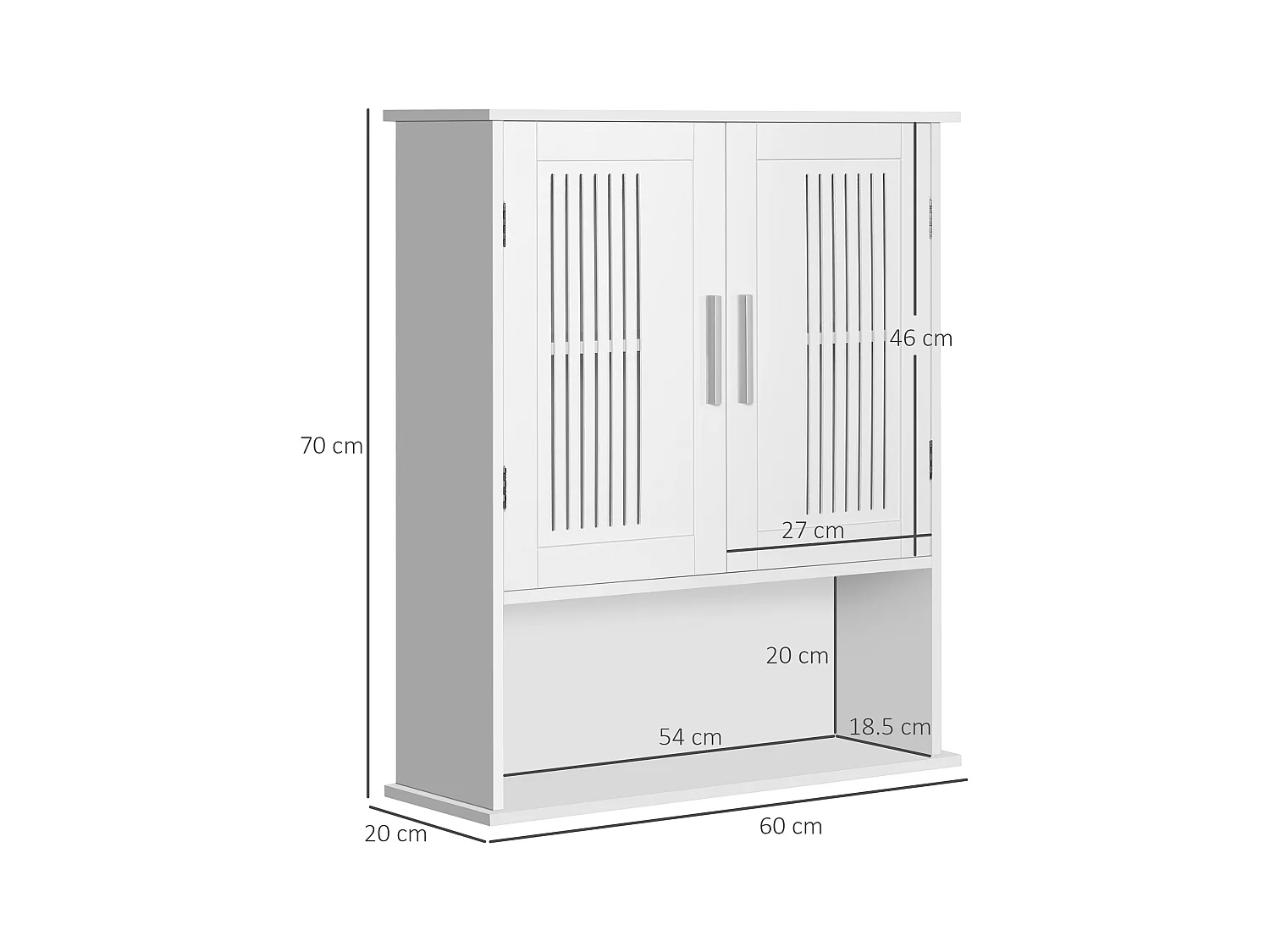 Mobiletto da bagno a muro con armadietto e ripiano bianco