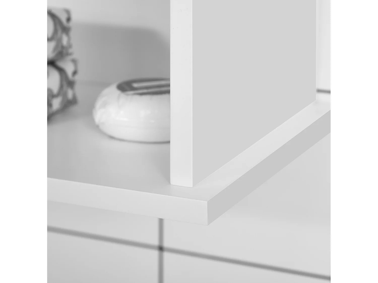 Mobiletto da bagno a muro con armadietto e ripiano bianco