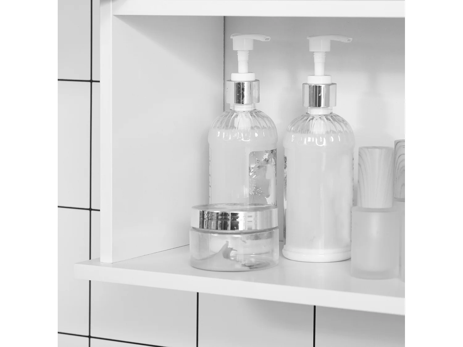 Mobiletto da bagno a muro con armadietto e ripiano bianco