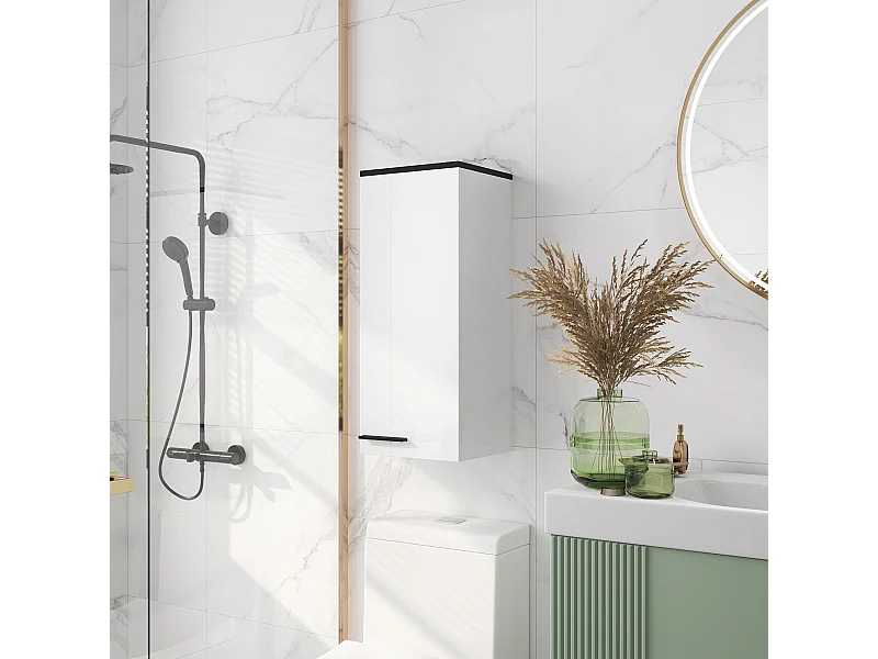 Armadietto bagno pensile 3 vani e ripiani regolabili bianco