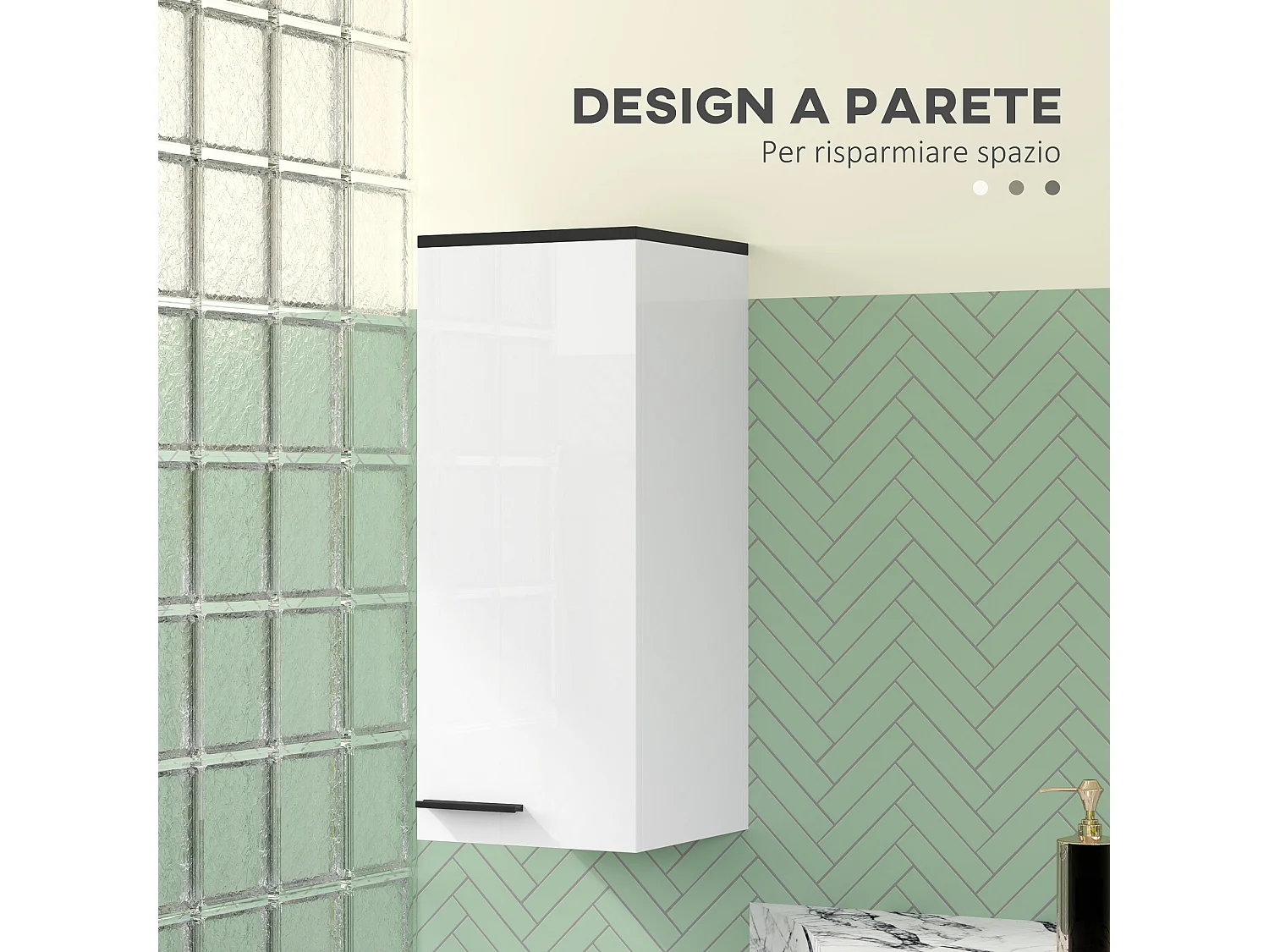 Armadietto bagno pensile 3 vani e ripiani regolabili bianco