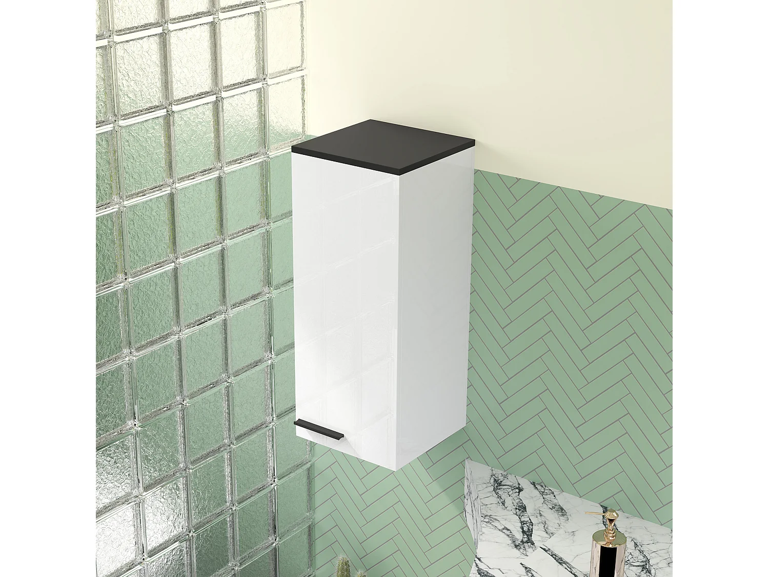 Armadietto bagno pensile 3 vani e ripiani regolabili bianco