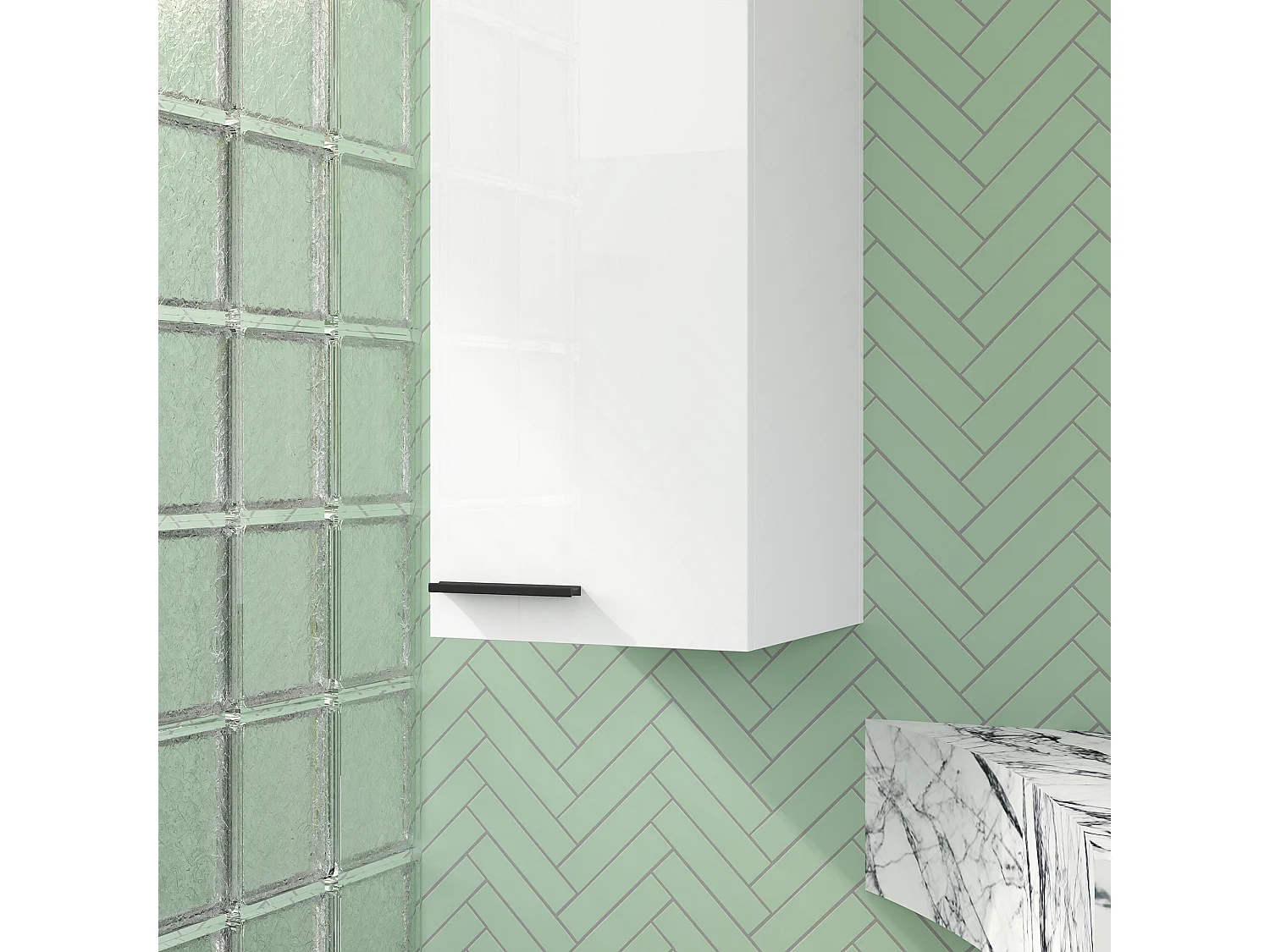 Armadietto bagno pensile 3 vani e ripiani regolabili bianco