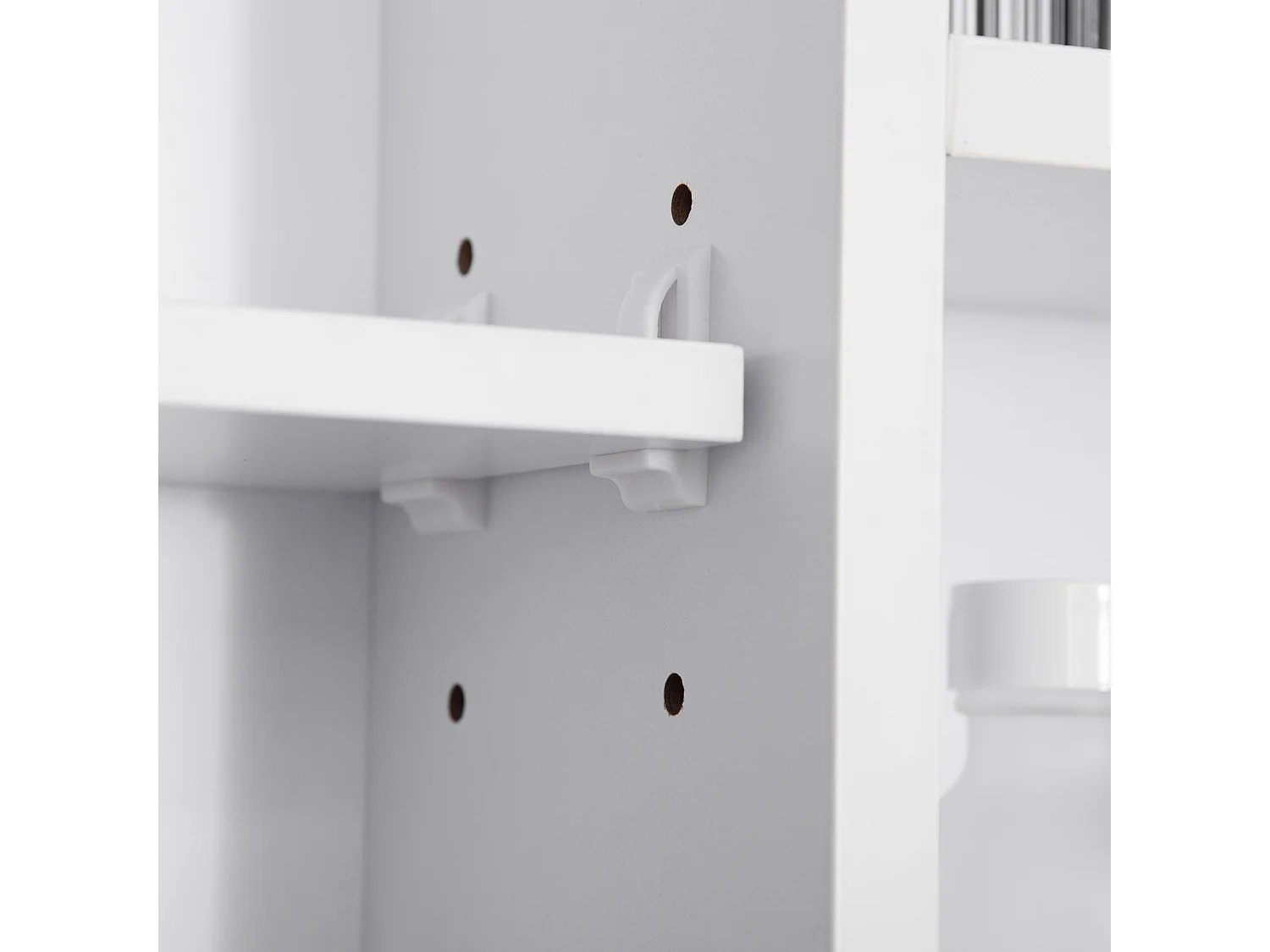 Mobile specchiera bagno con mensole e armadietto bianco