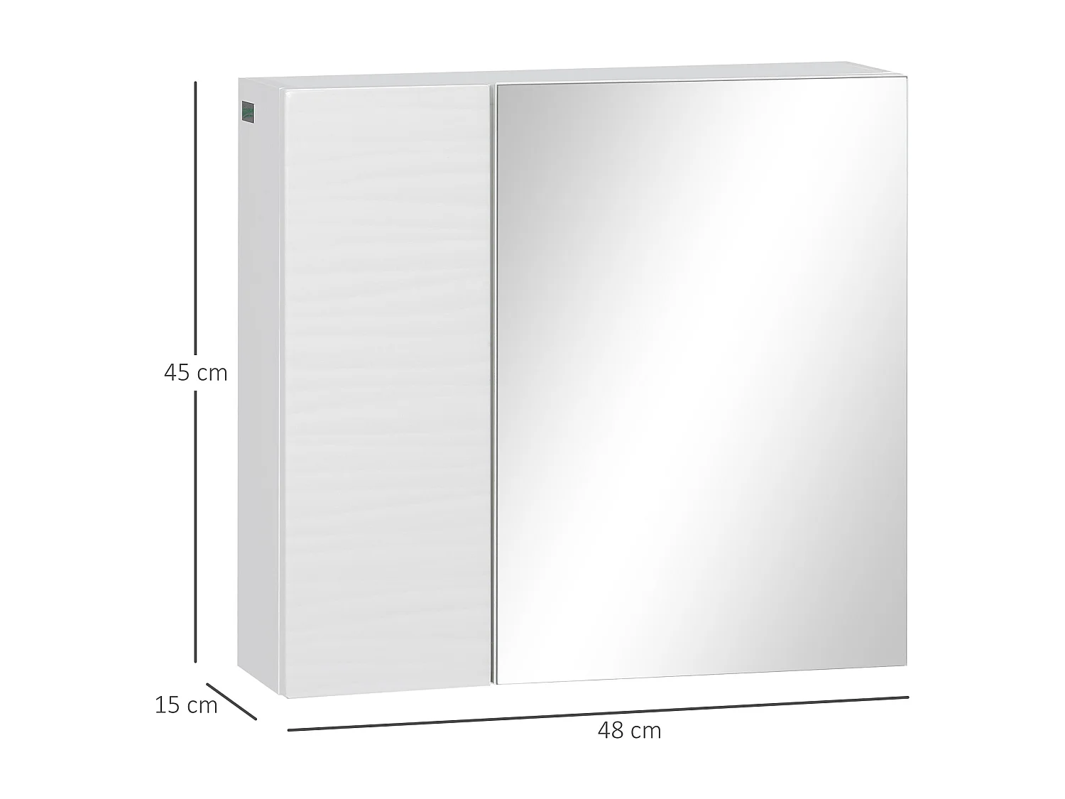 Armadio a specchio da bagno in truciolato e vetro 4 ripiani