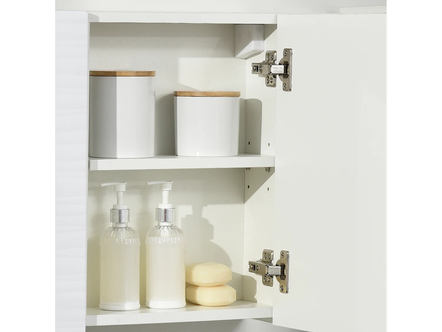 Armadio a specchio da bagno in truciolato e vetro 4 ripiani