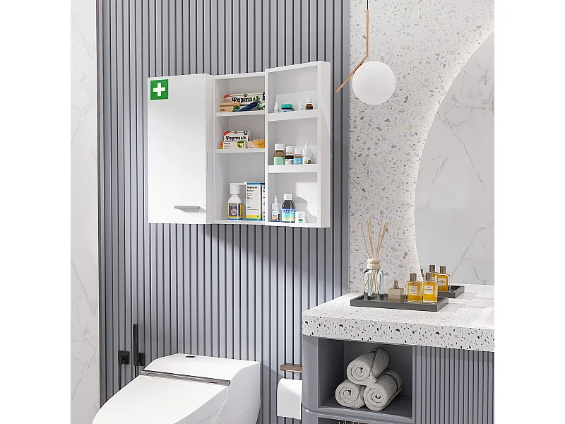 Armadietto medicinali a 6 ripiani in acciaio 55x18x60 cm bianco