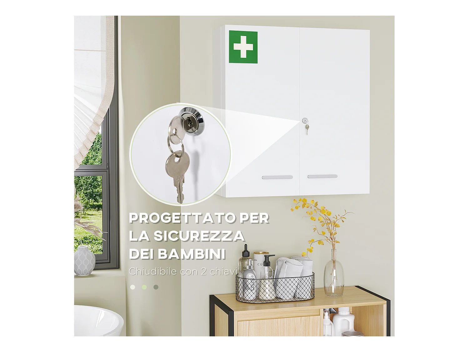 Armadietto medicinali a 6 ripiani in acciaio 55x18x60 cm bianco