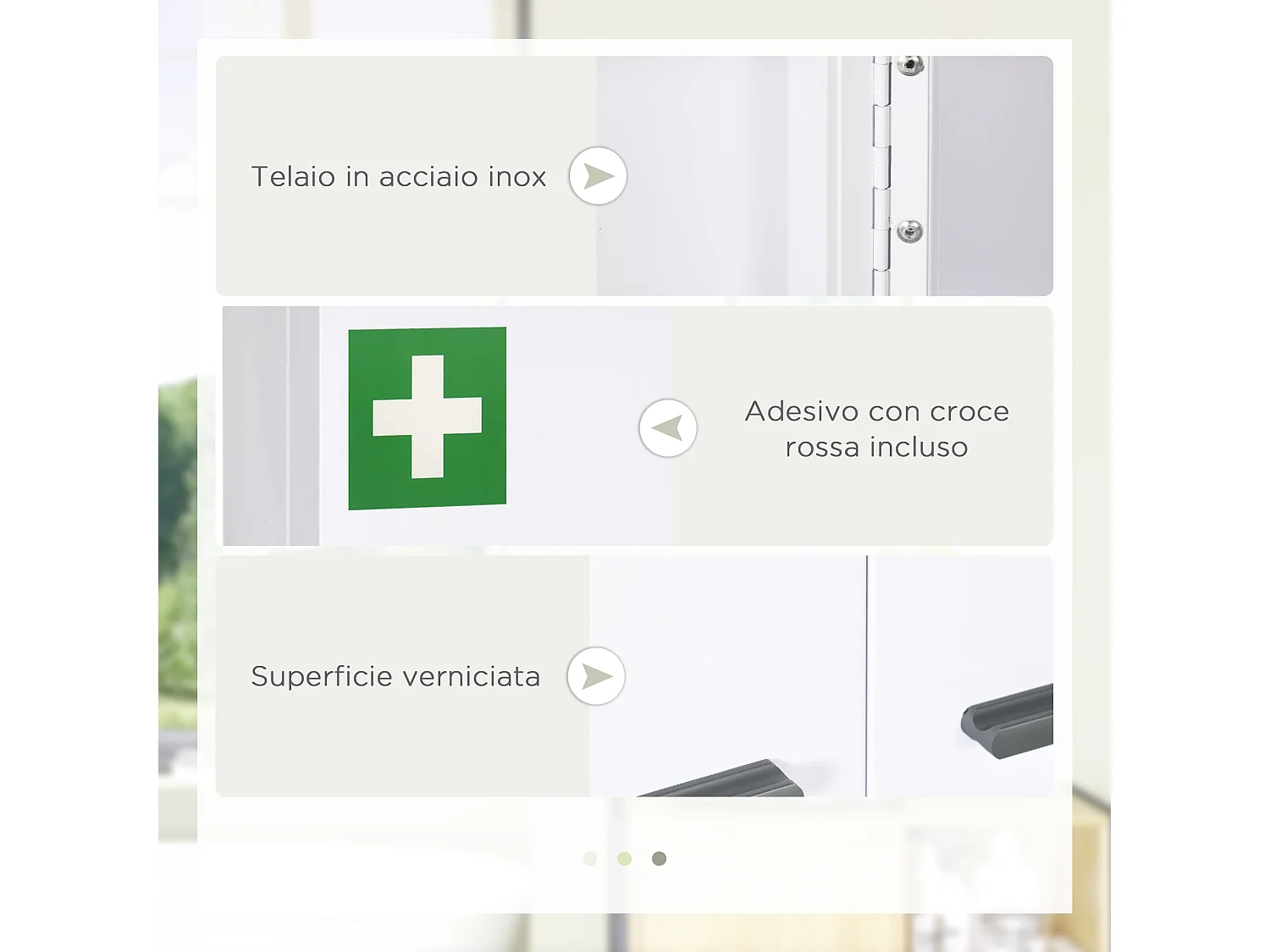 Armadietto medicinali a 6 ripiani in acciaio 55x18x60 cm bianco