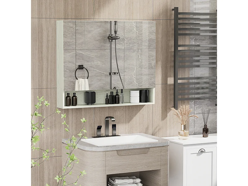 Armadietto a specchio ripiani regolabili 3 porte e credenze