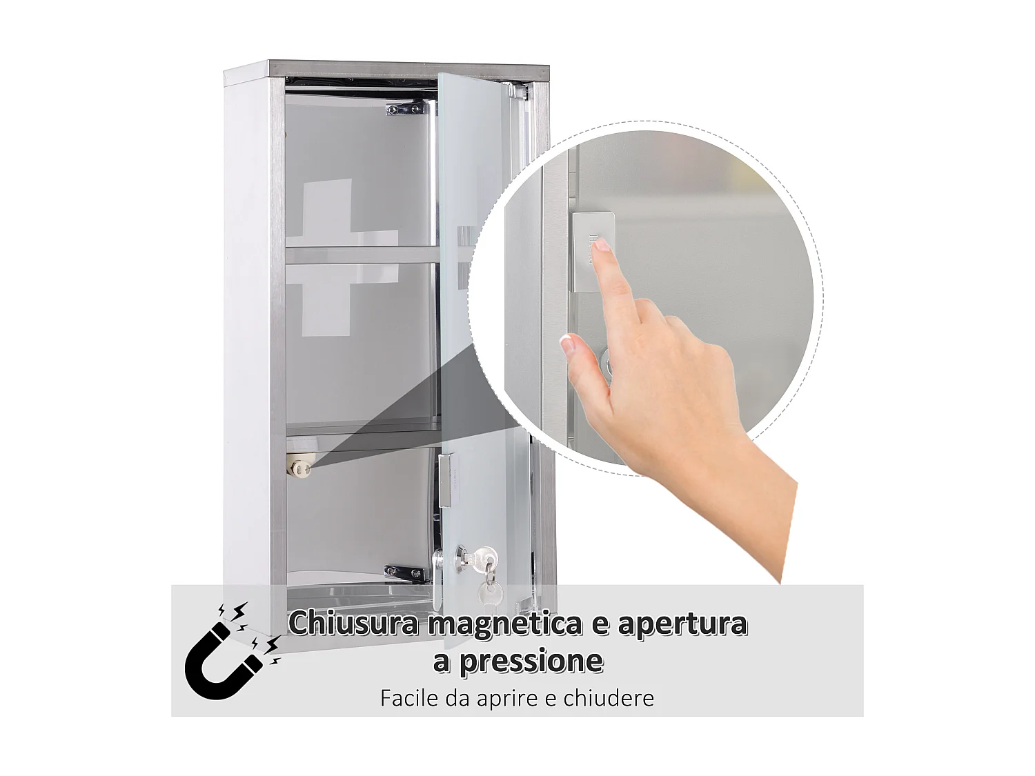 Armadietto porta medicinali con serratura e 2 chiavi in acciaio