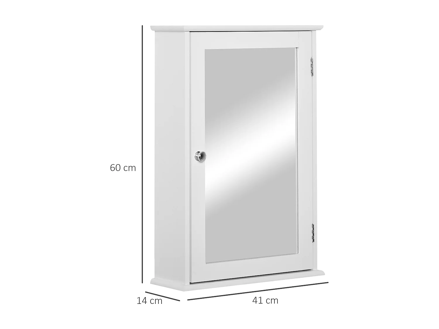 Mobiletto bagno pensile con specchio 41x14x60cm legno bianco