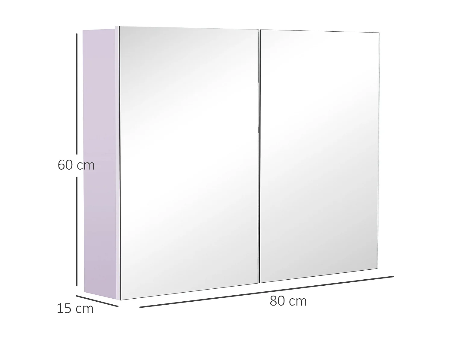 Specchiera per il bagno a 2 ante con 3 ripiani interni in legno bianco