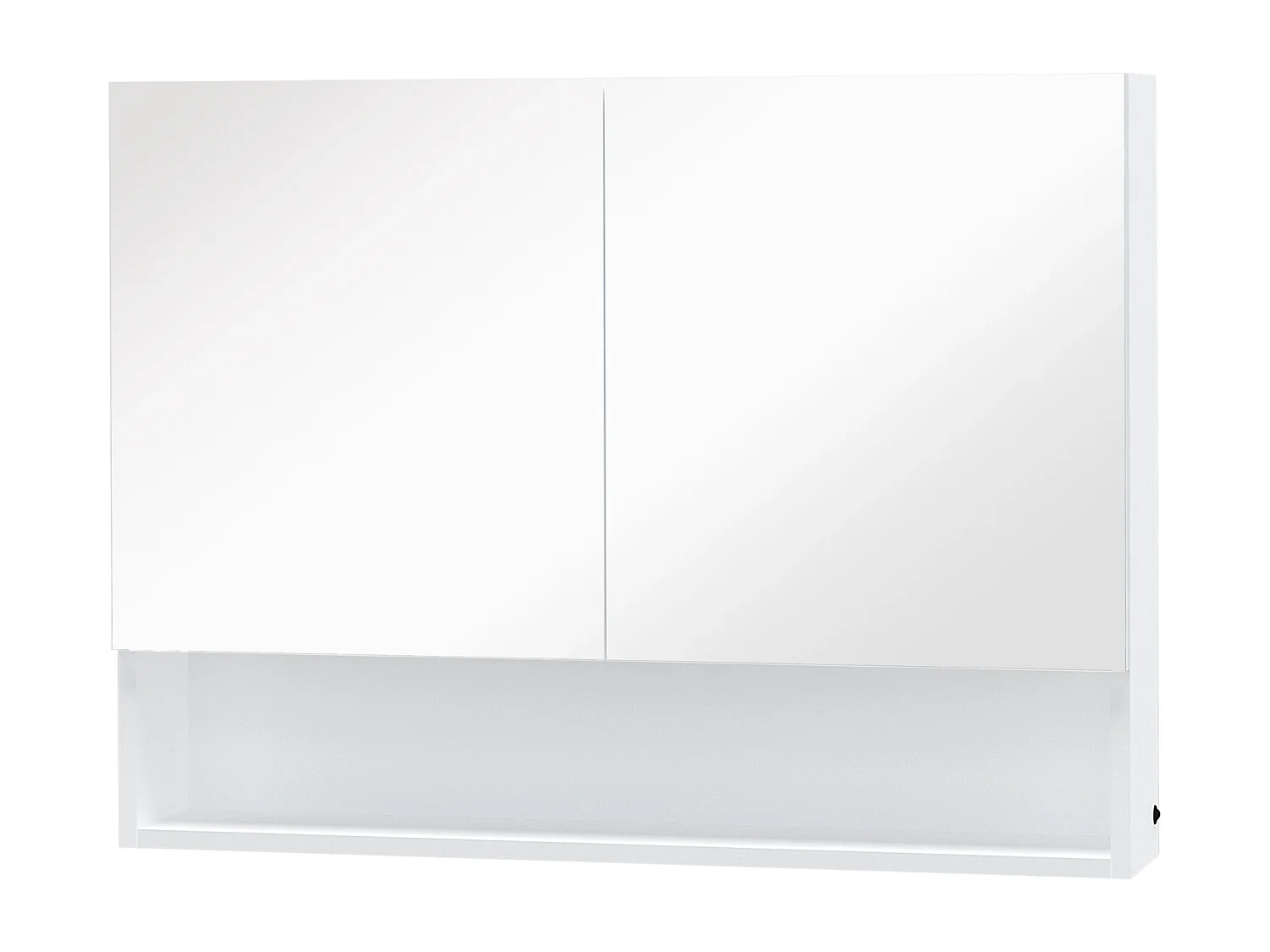 Armadietto con specchio con luci led ripiano aperto e interno