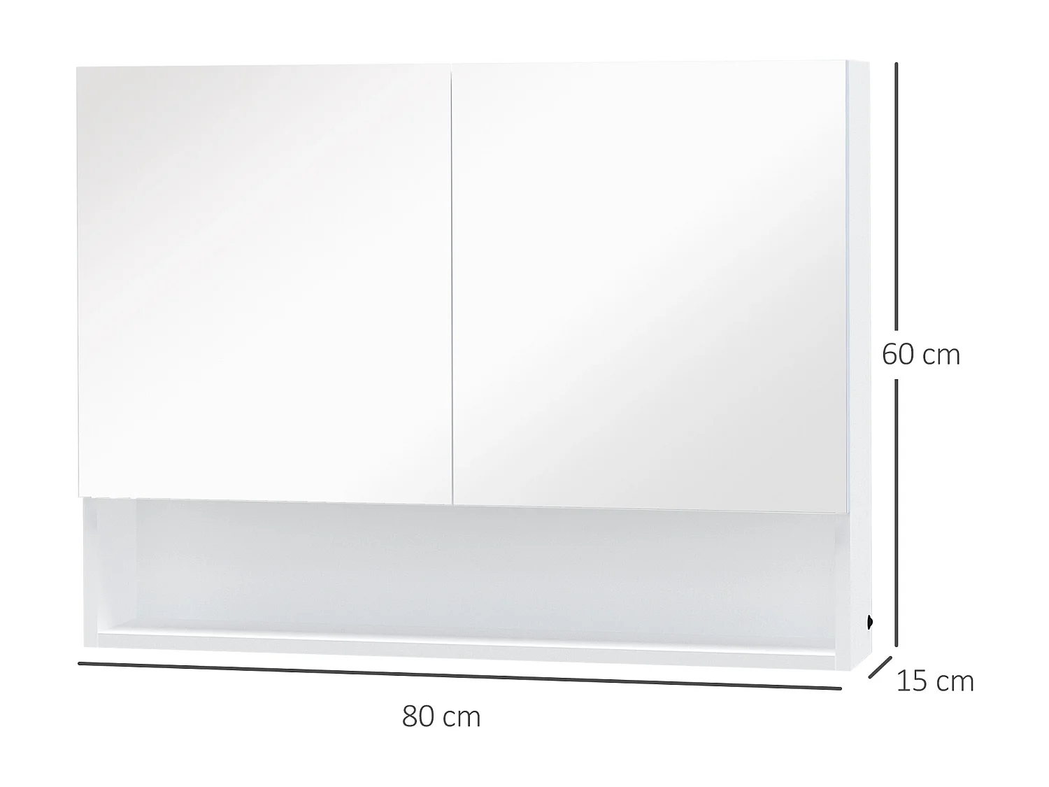 Armadietto con specchio con luci led ripiano aperto e interno