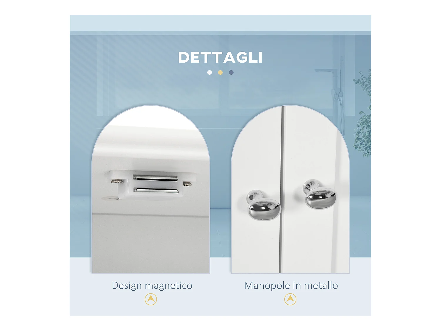 Armadietto pensile bagno 2 ante con 2 cassetti e ripiano aperto