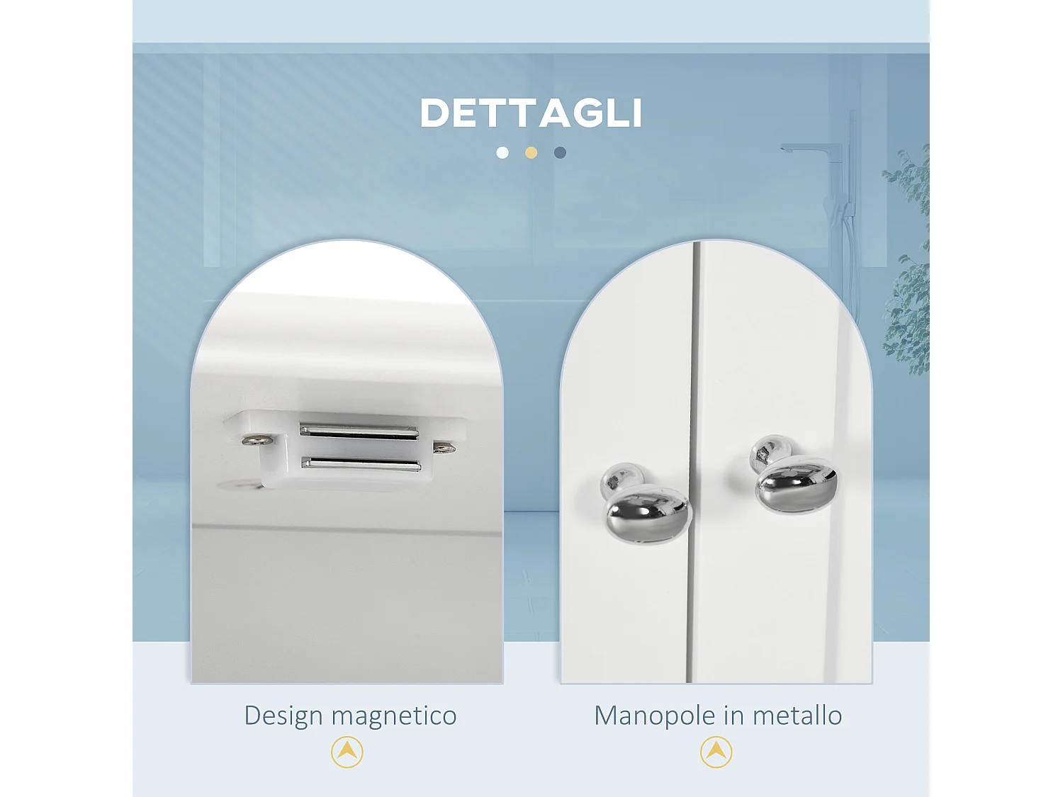 Armadietto pensile bagno 2 ante con 2 cassetti e ripiano aperto