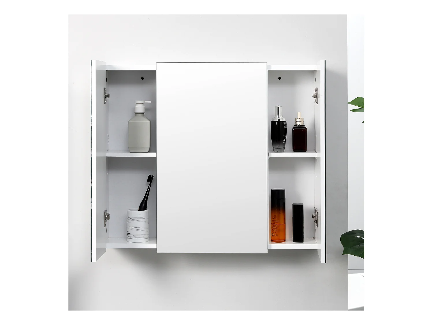 Armadietto bagno con 3 ante specchiate 70x15x60cm bianco