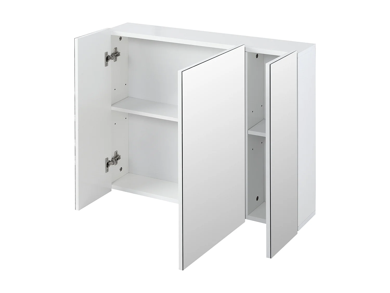 Armadietto bagno con 3 ante specchiate 70x15x60cm bianco