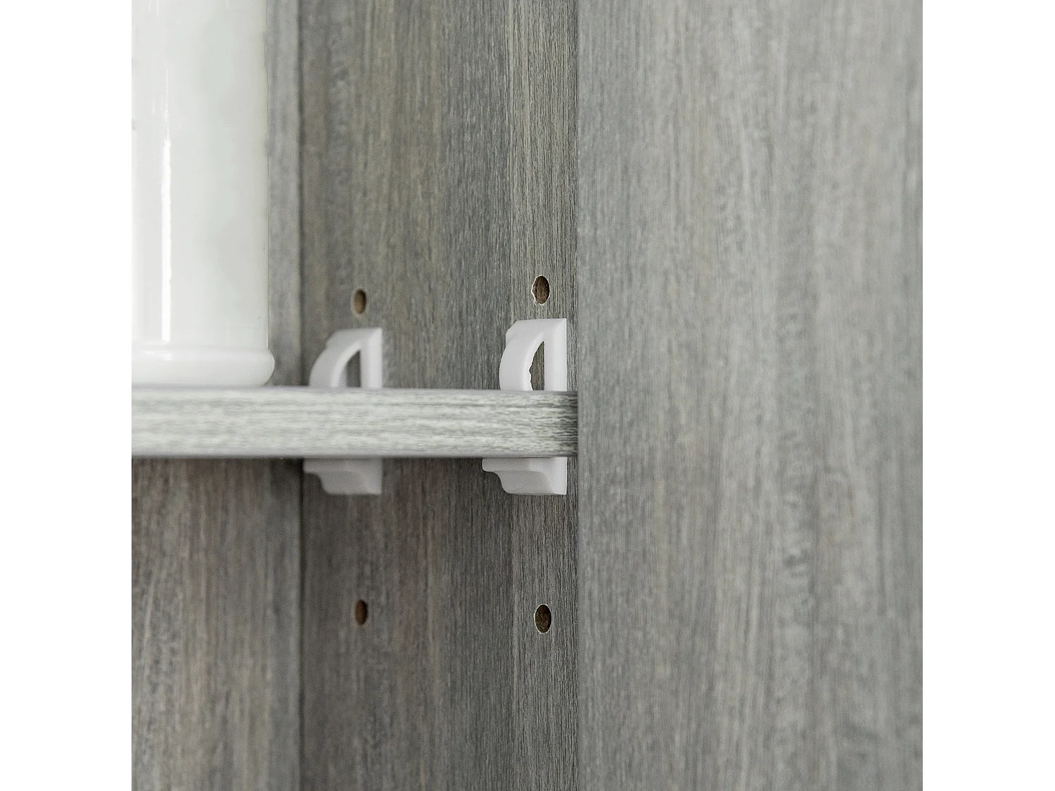 Armadietto con specchio a 4 sezioni con ripiani regolabili grigio