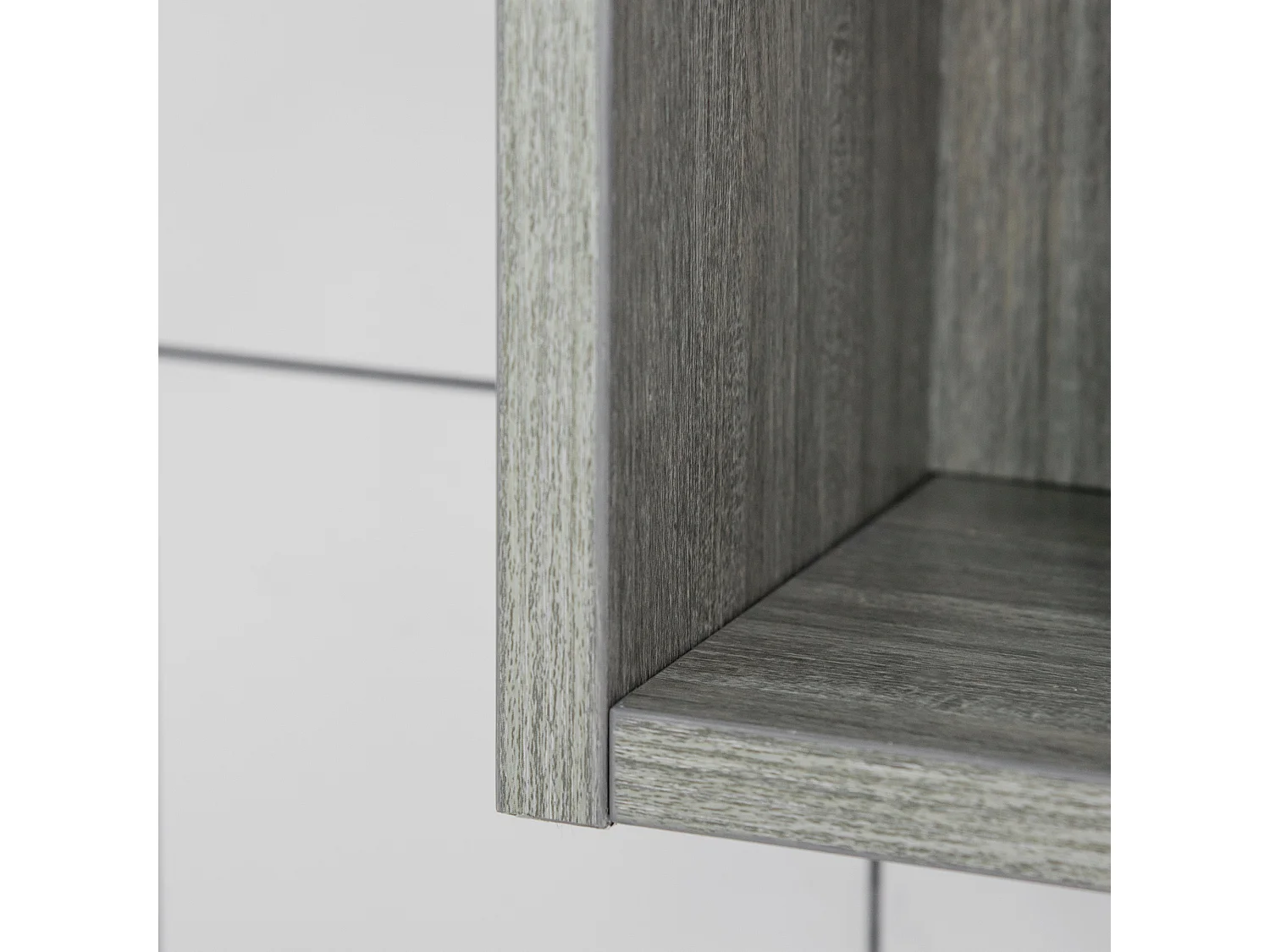 Armadietto con specchio a 4 sezioni con ripiani regolabili grigio