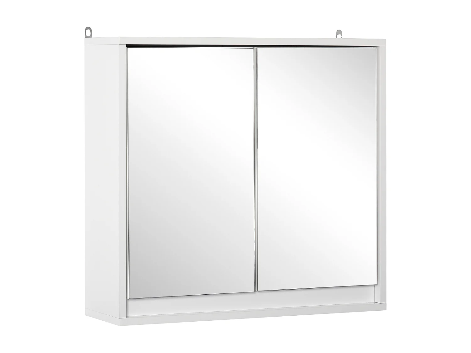 Armadietto bagno 2 ante con specchi e ripiano regolabile in mdf bianco