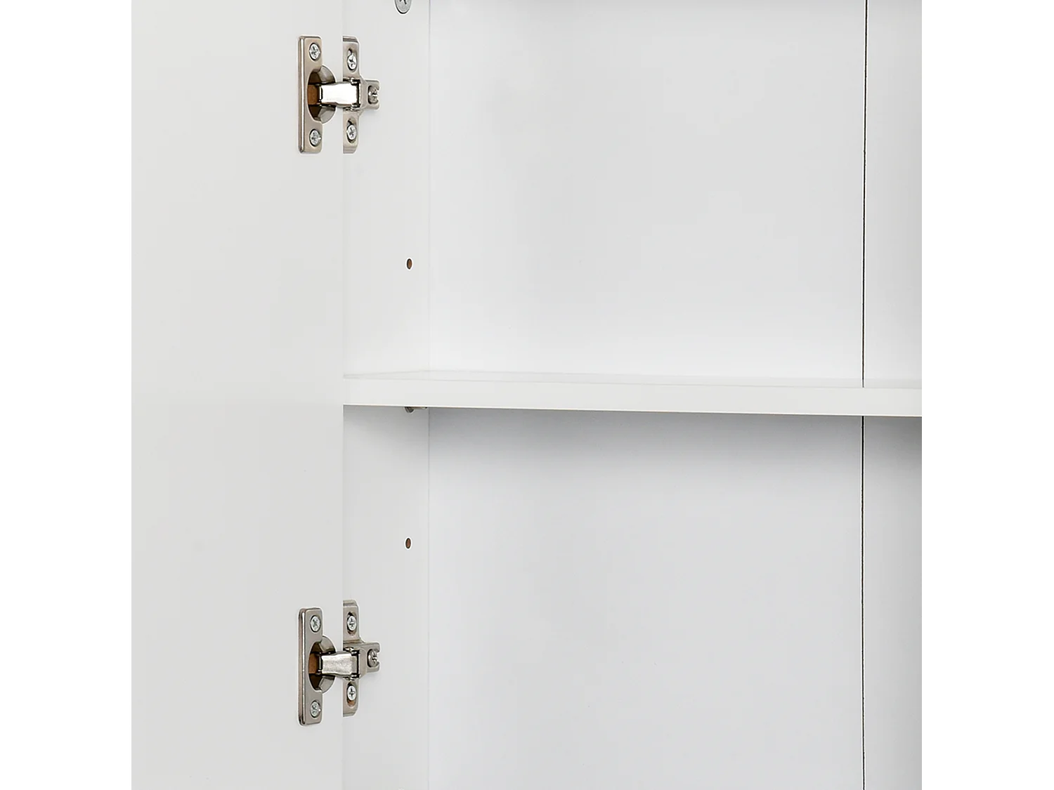 Armadietto bagno 2 ante con specchi e ripiano regolabile in mdf bianco