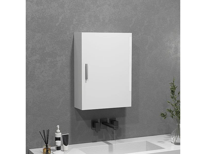 Armadietto bagno da parete bianco con 3 ripiani regolabili in vetro