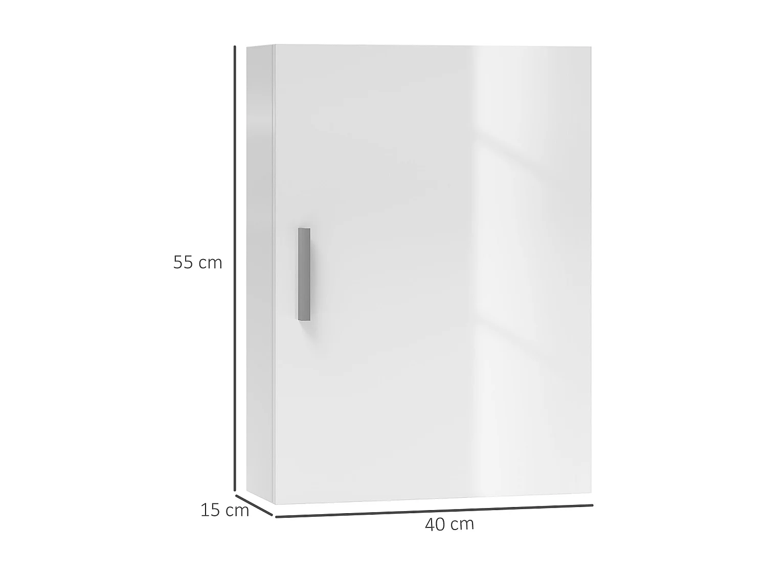 Armadietto bagno da parete bianco con 3 ripiani regolabili in vetro